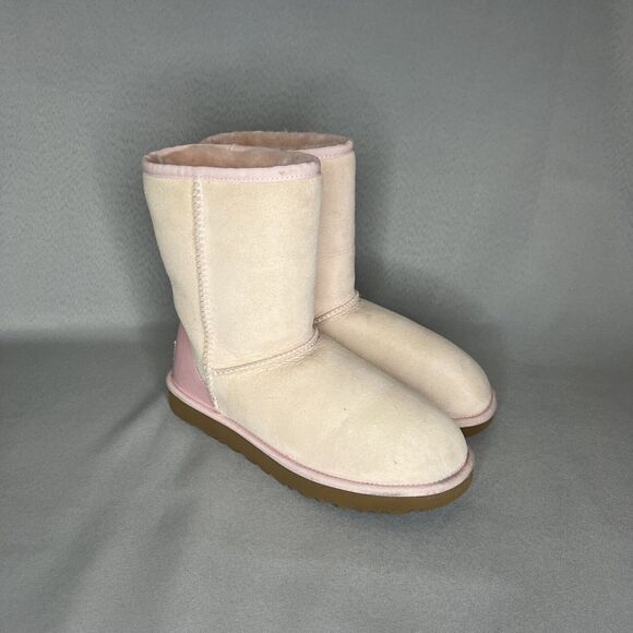 Womens 7 UGG Boots Classic Short Metallic Seashell Pink Suede Wool StoresSoldOut - Picture 9 of 16
